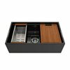 Bocchi Contempo Workstation Apron Front Fireclay 33 in. Single Bowl Kitchen Sink in Black 1504-005-0120